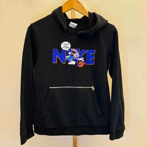 Nike Kids Space Jam Hoodie Black Bugs Bunny Dri-FIT Size L Casual Zipper Pocket